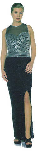 #8844. Hand Beaded Sequin Formal Dress.