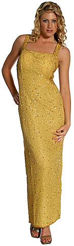 #8864. Criss Cross Back Fully Beaded Evening Gown.