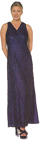 #8869. V-Neck Hand Beaded Sequin Evening Dress.