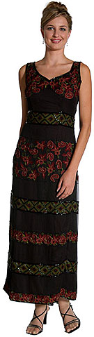 Muli Color Floral Beaded Evening Dress