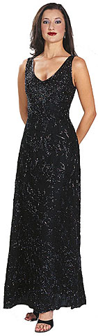 #8955. V-Neck All Beaded Full Length Dress.