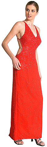 Cross and Open Back  Beaded Formal Dress