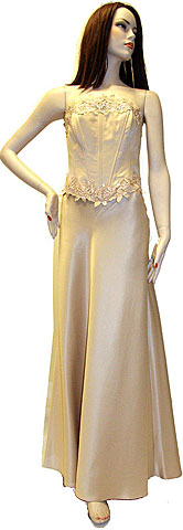 Floral Design on Criss Crossed Formal Dress