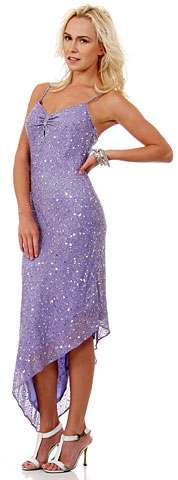 Spaghetti Straps High Low Formal Sequin Formal Sequin Formal Dress. 9215.