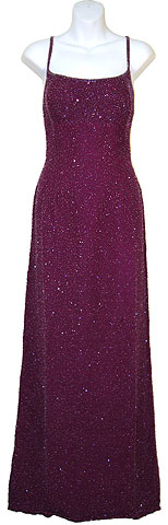 #9216. Sequined Prom Dress with Spaghetti Straps.