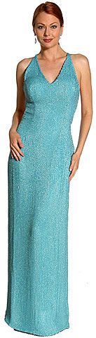 #9220. Full Beaded Criss-crossed Formal Dress.