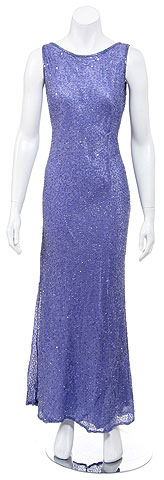 Pull over Hand Beaded Long Formal Dress with Open Back. 9291.