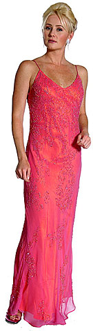 #9315. V Back Floral Beaded Long Evening Dress.