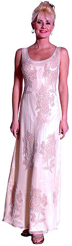 #9363. V Back Floral Beaded Formal Dress.