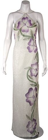 Halter Neck Formal Dress with Painted Floral pattern. 9378.