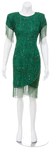 Short Sequined Dress with Hanging Beads