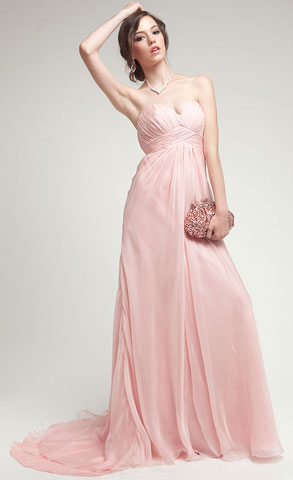 Strapless Double Layered Silk Chiifon Prom Dress. a304.