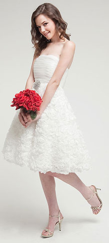 Strapless Bridal Bridesmaid dress with Floral skirt. a317.