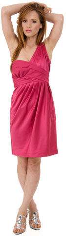 Bridal Satin One Shoulder Cocktail Dress. A403.