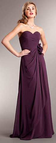 Pleated Wrap Style Floral Long Formal Bridesmaid Dress. a626.