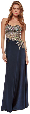 Asymmetric Mesh Rhinestones Bodice Long Prom Pageant Dress