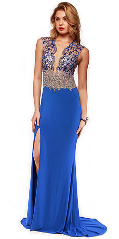 Mesh Rhinestones Bodice Long Prom Pageant Dress