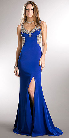 Bejeweled Bust & Back Floor Length Prom Pageant Dress