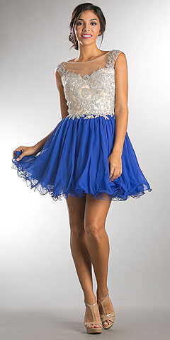 Embellished Lace Bodice Short Babydoll Homecoming Dress. a750.