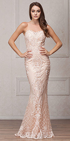 Beads & Lace Accent Long Fitted Prom Pageant Dress. a764.