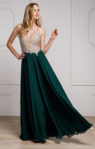Sequined Plunging Neckine Prom Gown. a784.