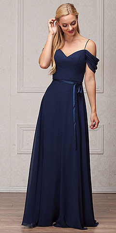 Spaghetti Straps Cold-shoulder Long Bridesmaid Dress. a824.