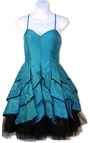 #a9503. Spaghetti Party Dress with Ruffled Skirt.