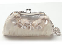 Floral Chiffon Evening Bag with Chain Shoulder Strap. c025.