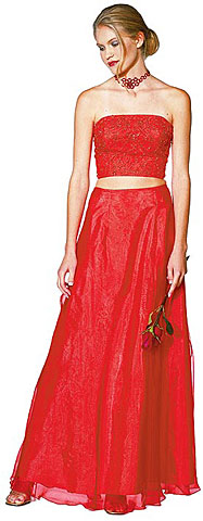 #C2191. Criss Crossed Strapless 2 pc Dress.