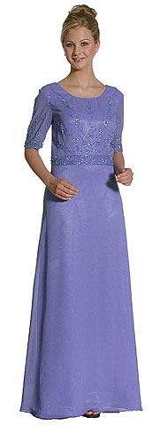 A Shape Half-Sleeved Beaded Long Evening Gown. c6001.