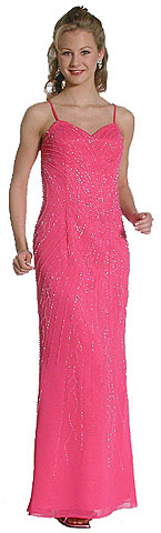 #c2279. Fully Beaded Spaghetti Strapped Evening Prom Dress.