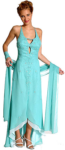#c26234b. Asymmetrical and Crossed Back Beaded Prom Dress.