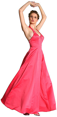 #c26472. Beaded Halter-Neck Prom Dress.