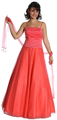 #c26657. Watermelon A-Line Beaded Quinceanera Dress.