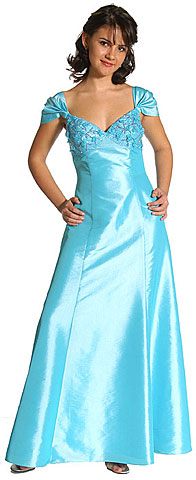 #c26698. A Line Cap-Sleeved Beaded Prom Dress.