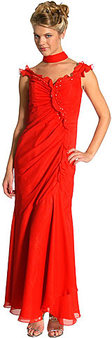#c27322. Ruffle Beaded Formal Prom Dress.