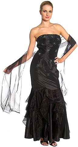 Beaded Mermaid Cut Style and Ruffled Formal Dress. c27342.