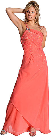 Single Shouldered and Brooched Prom Dress. c27775.