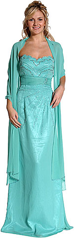 Strapless Beaded Full Length Formal Dress. c27786.