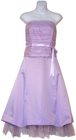 #c6048. Net and Bow Shirred Bodice Evening Prom Dress.