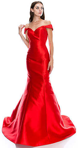Off-Shoulder Mermaid Skirt Long Pageant Dress. cc3016.