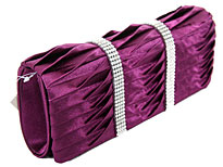 Rhinestone Embellished Satin Evening Bag in Purple. ch-1003-ppl.