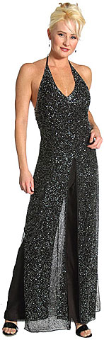 #d1003. Halter Neck Beaded Pant Dress.