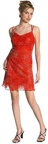 Crossed Back Beaded Cocktail Dress