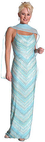 #d1006. Crossed Bare Back Multi Beaded Formal Gown.