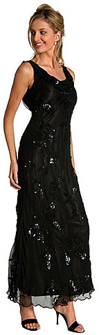 #d1016. Beaded Full Length Black Formal Dress.
