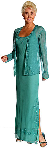 #d1028. Formal Beaded Dress with Jacket and Side Slit.