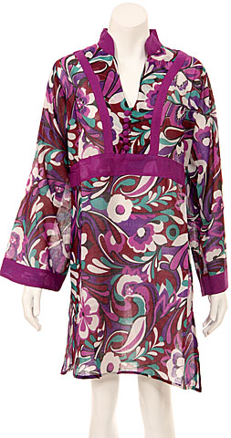 Long Sleeve Floral Print Purple Summer Dress. fm14-pur.
