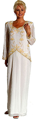 Full Length Beaded Gown. kd122.
