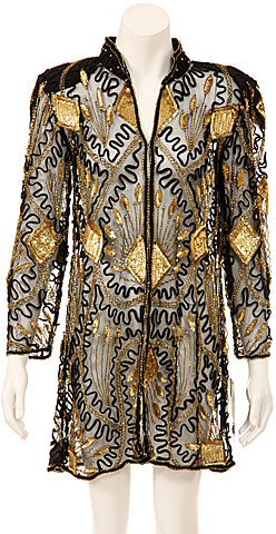 Fully Sequined Sheer Long Sleeve Formal Dress